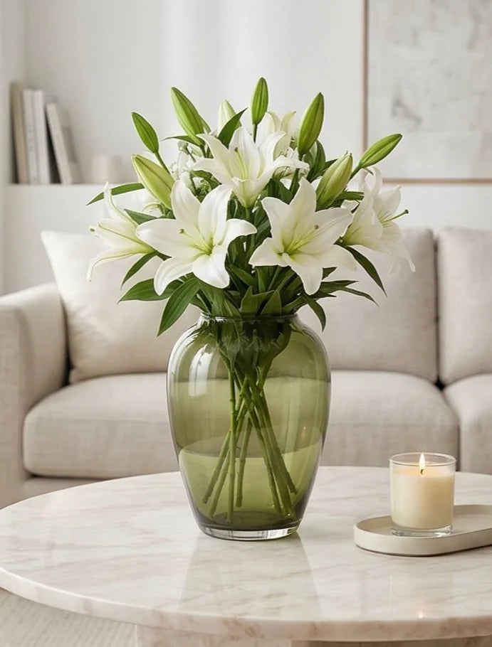 Jewel Urn Wide Glass Vase — Hand-Blown Glass from Firozabad, India — Festive Styling