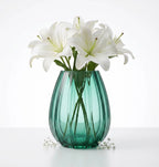 Prismatic Fluted Oval Glass Vase — Hand-Blown Glass from Firozabad, India — Multi-Angle Showcase