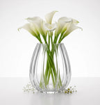 Prismatic Fluted Oval Glass Vase — Hand-Blown Glass from Firozabad, India — Side Angle View