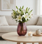Prismatic Fluted Oval Glass Vase — Hand-Blown Glass from Firozabad, India — Top View