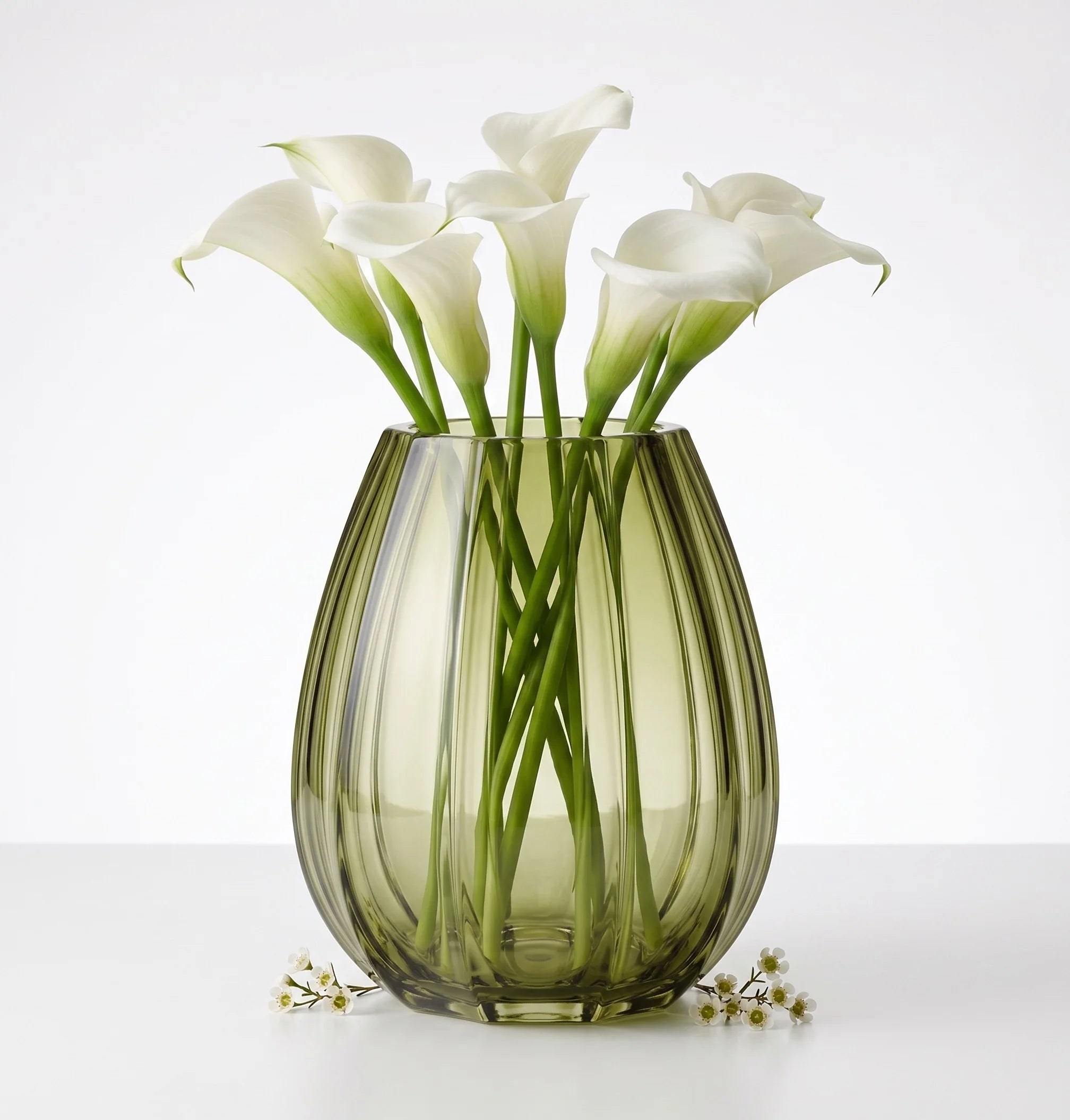 Opulent Fluted Oval Glass Vase — Hand-Blown Glass from Firozabad, India — Texture & Craftsmanship