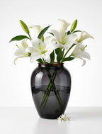 Misty Urn Wide Glass Vase — Hand-Blown Glass from Firozabad, India — Premium Detail