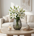 Opulent Fluted Oval Glass Vase — Hand-Blown Glass from Firozabad, India — Curated Display