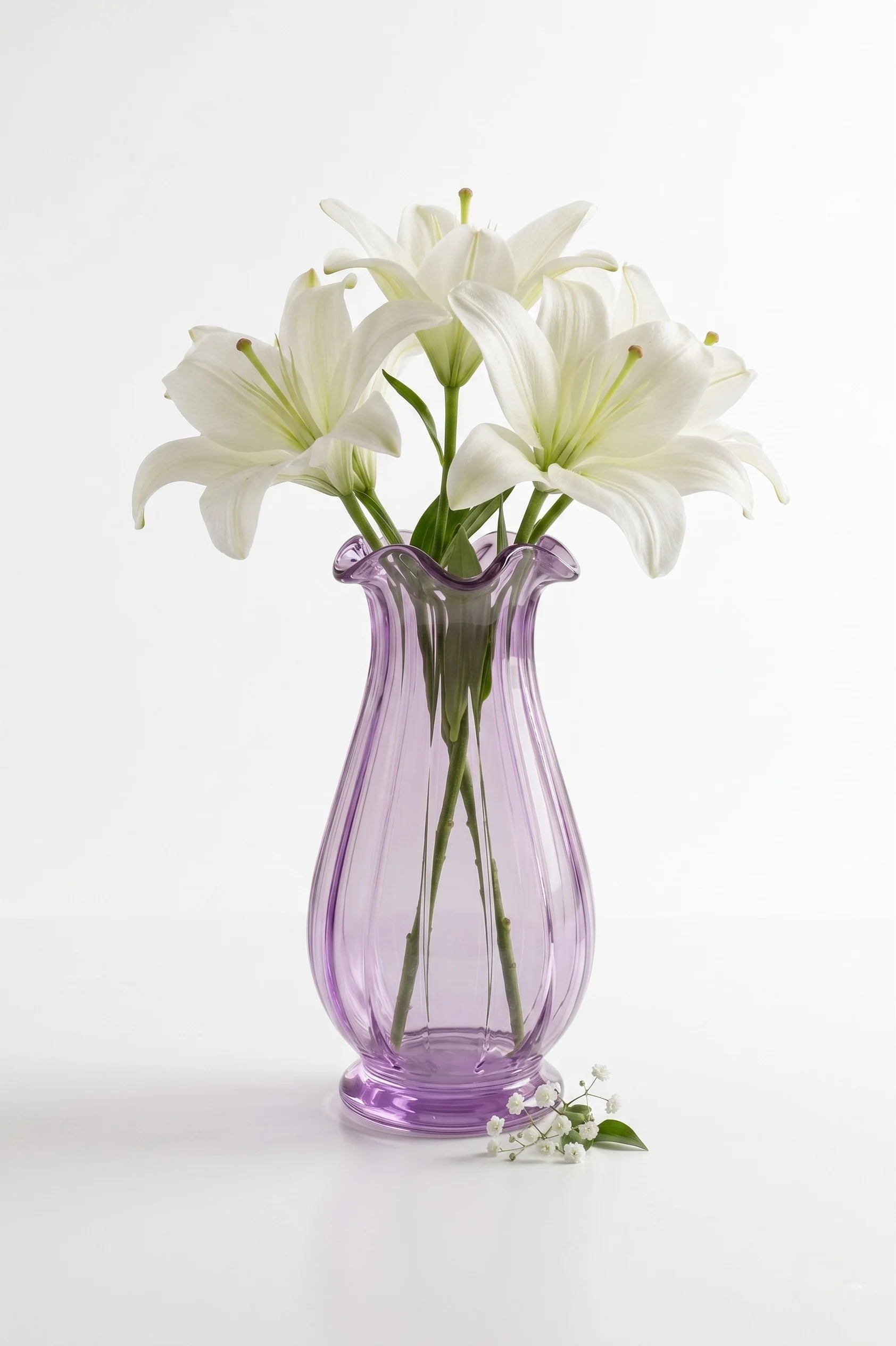 Garden Tulip Ruffle Glass Vase — Hand-Blown Glass from Firozabad, India — Light & Shadow