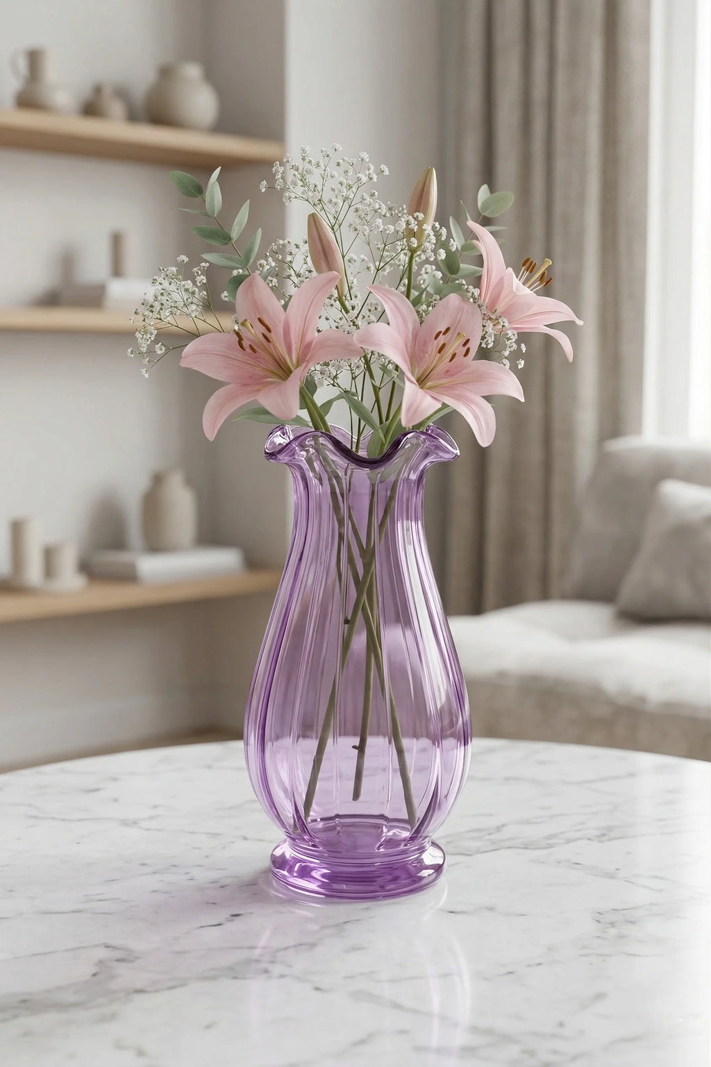 Garden Tulip Ruffle Glass Vase — Hand-Blown Glass from Firozabad, India — Premium Detail