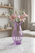 Garden Tulip Ruffle Glass Vase — Hand-Blown Glass from Firozabad, India — Premium Detail