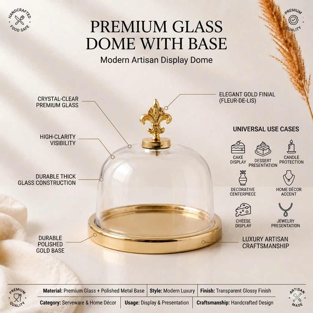 Gold Fleur-de-Lis Glass Dome | Set of 2 — Castle Crafts