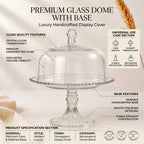 Beaded Rim Glass Cake Dome with Crystal Stand | Castle Crafts