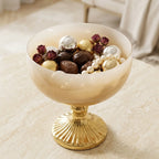 Amber Ombre Glass Bowl | Gold Fluted Pedestal | Luxury Décor — Castle Crafts