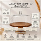 Hand-Blown Glass Dome with Natural Acacia Wood Pedestal Stand | Gifting — Castle Crafts