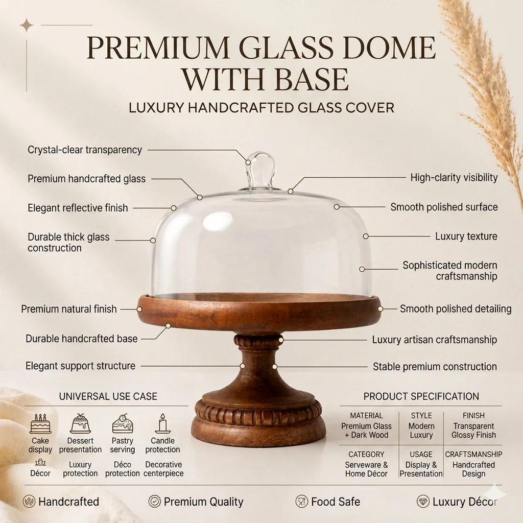 Glass Dome | Carved Wood Pedestal — Castle Crafts