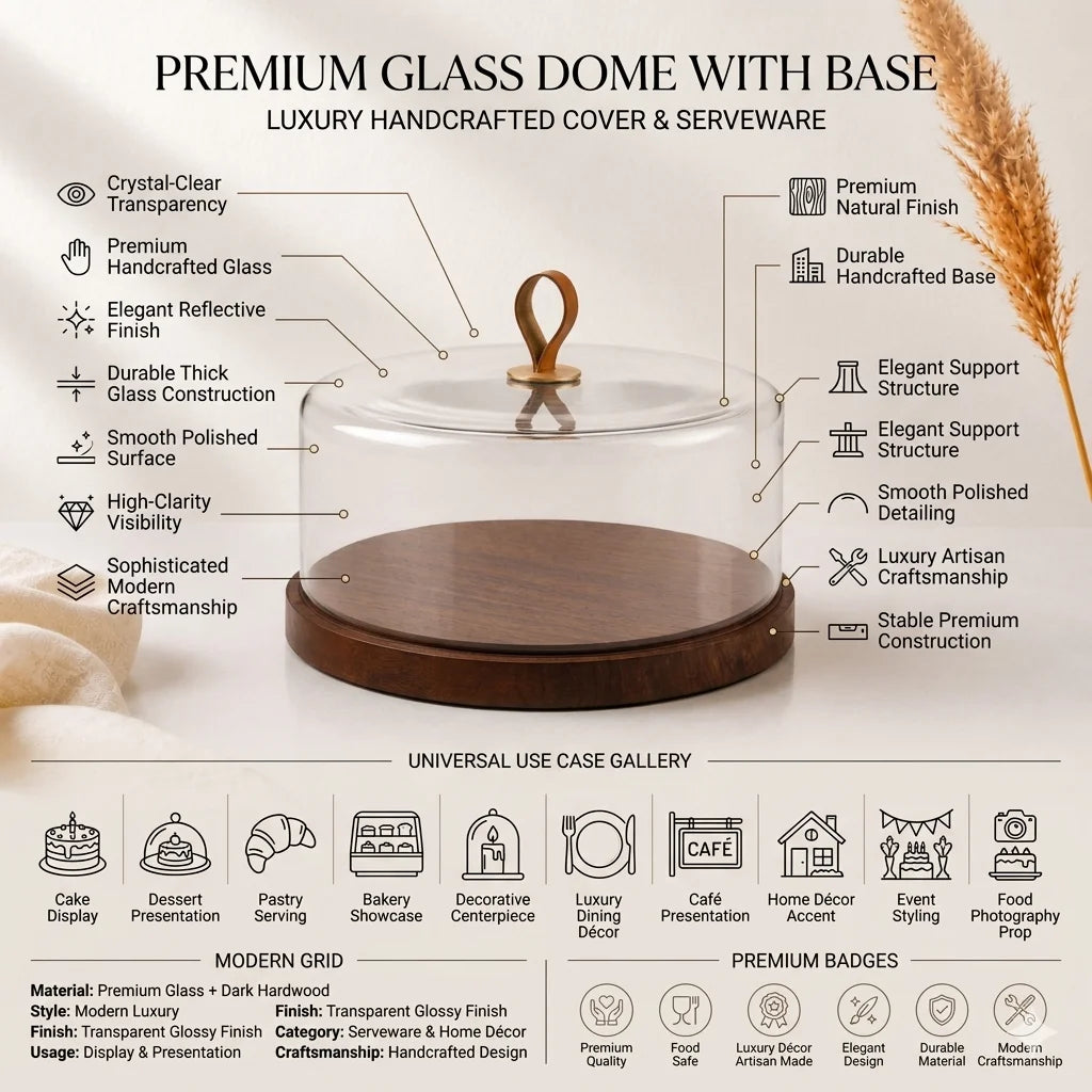 Glass Dome | Leather Loop & Walnut Base — Castle Crafts