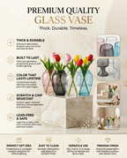 Serene Urn Glossy Glass Vase — Hand-Blown Glass from Firozabad, India — Styled for Home Décor