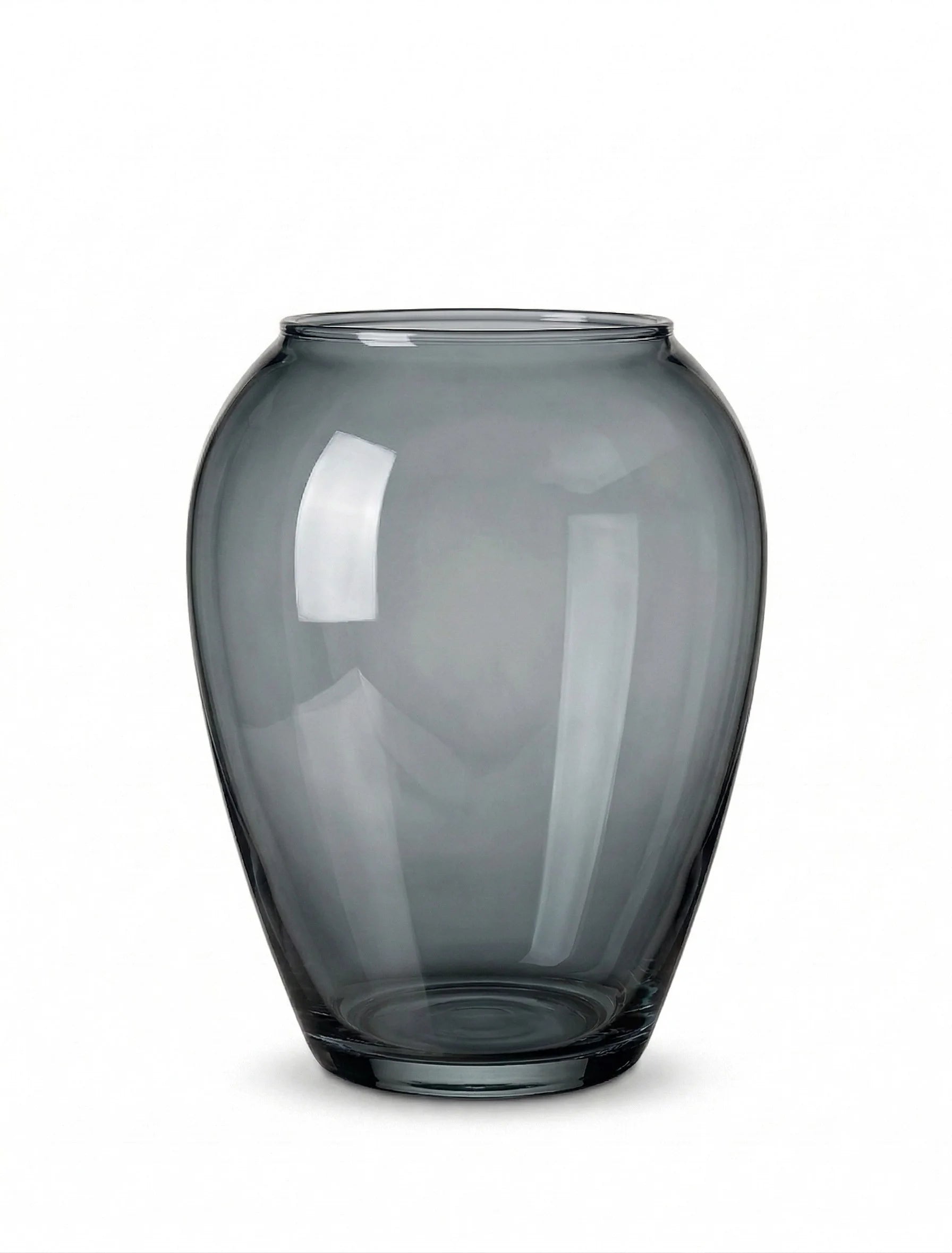 Serene Urn Glossy Glass Vase — Hand-Blown Glass from Firozabad, India — Handcrafted Finish