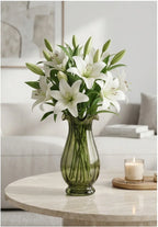 Garden Tulip Ruffle Glass Vase — Hand-Blown Glass from Firozabad, India — Curated Display