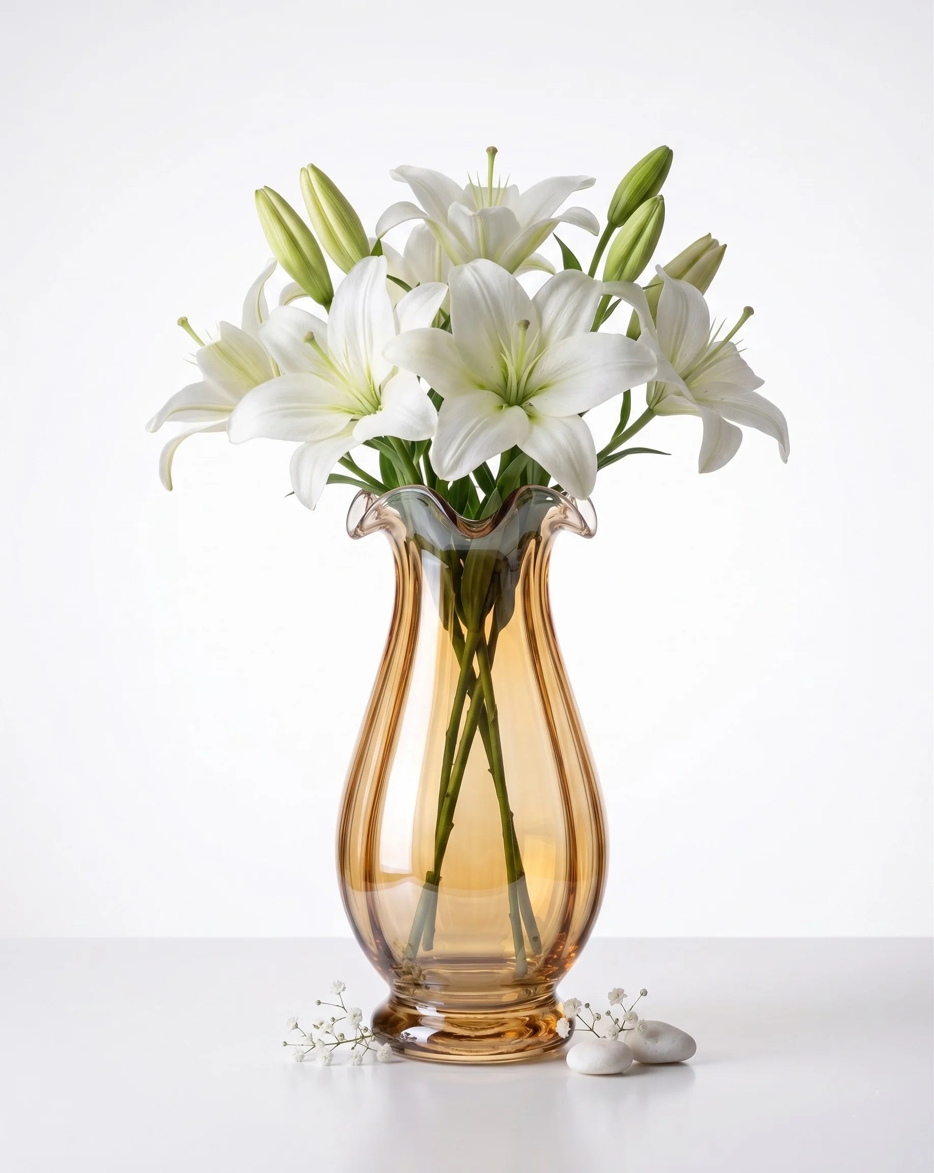 Blooming Tulip Ruffle Glass Vase — Hand-Blown Glass from Firozabad, India — Detail Close-Up