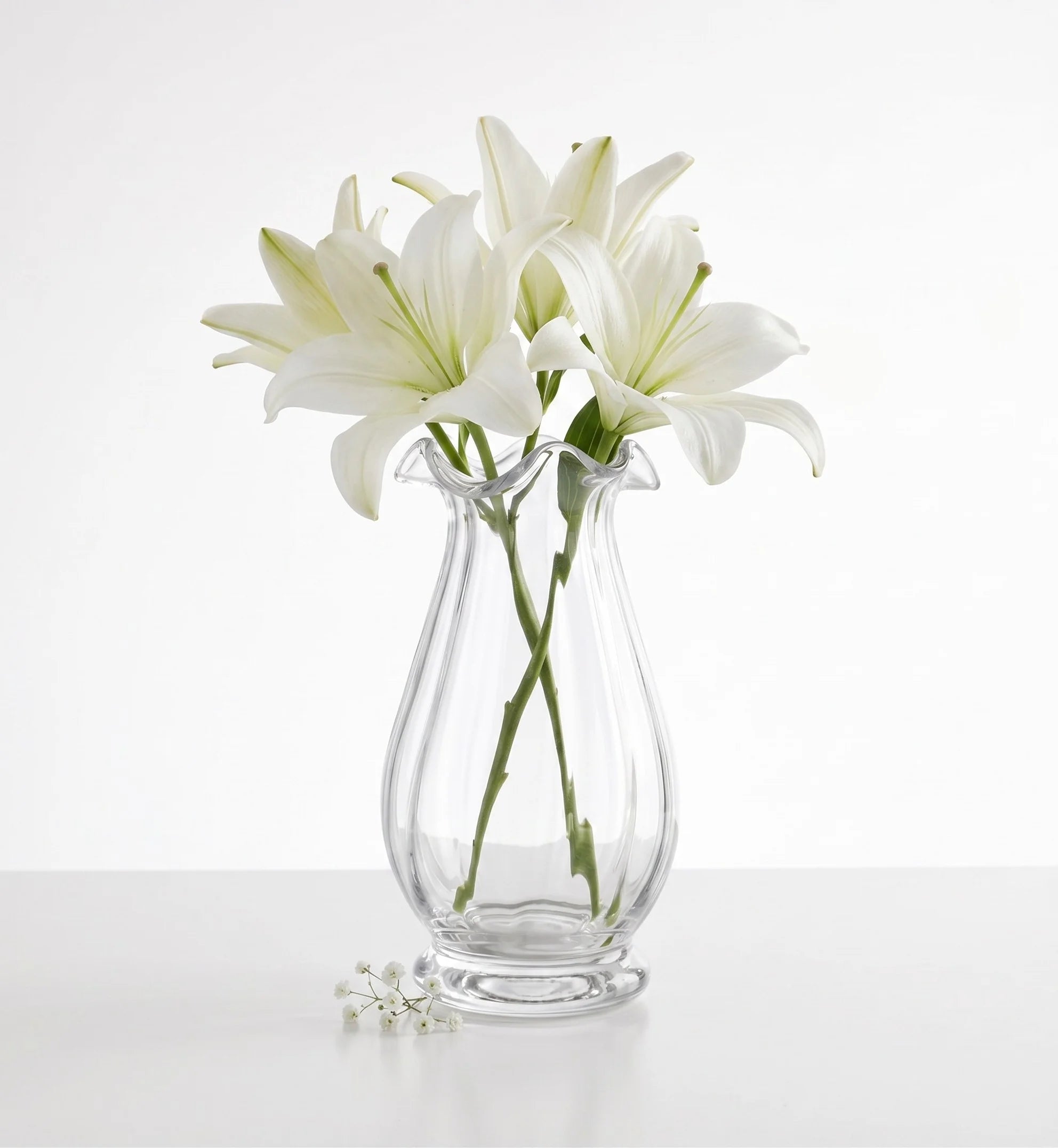 Garden Tulip Ruffle Glass Vase — Hand-Blown Glass from Firozabad, India — Lifestyle Setting
