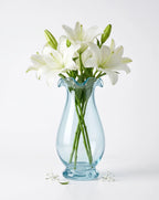 Aria Ruffle Smooth Glass Vase — Hand-Blown Glass from Firozabad, India — Styled for Home Décor