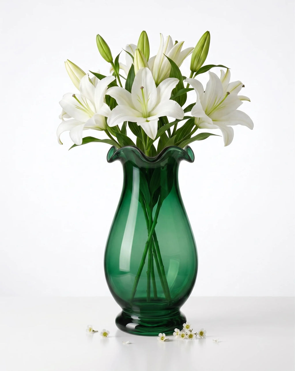 Aria Ruffle Smooth Glass Vase — Hand-Blown Glass from Firozabad, India — Colour Variant