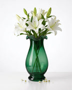 Aria Ruffle Smooth Glass Vase — Hand-Blown Glass from Firozabad, India — Colour Variant