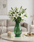 Aria Ruffle Smooth Glass Vase — Hand-Blown Glass from Firozabad, India — Top View