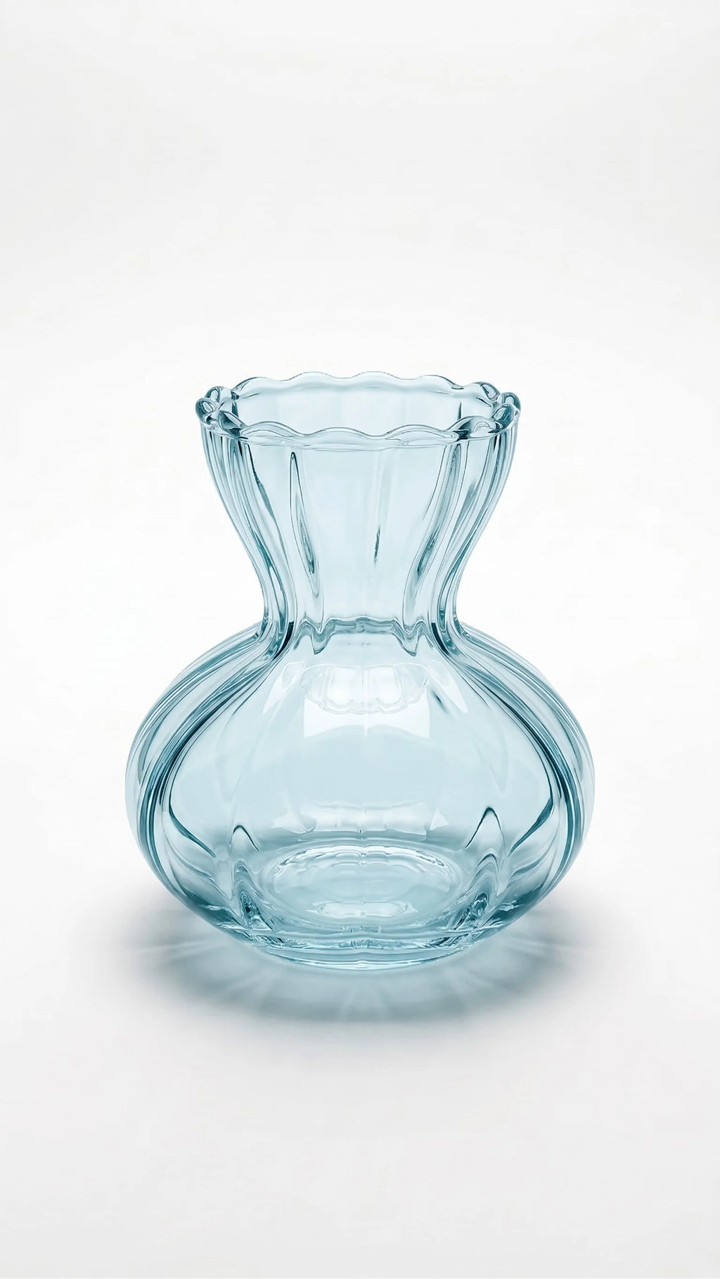 Pastel Ruffle Ribbed Glass Vase — Hand-Blown Glass from Firozabad, India — Texture & Craftsmanship