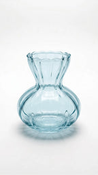 Pastel Ruffle Ribbed Glass Vase — Hand-Blown Glass from Firozabad, India — Texture & Craftsmanship