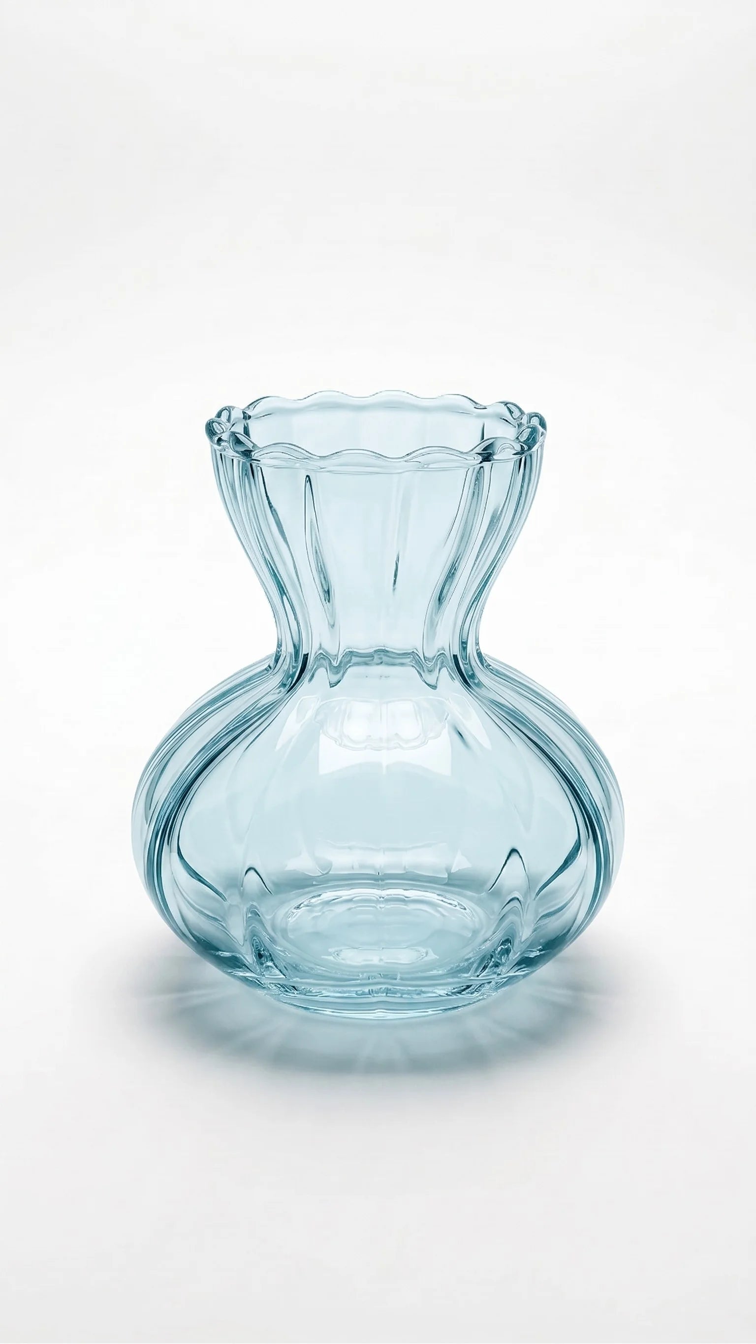 Pastel Ruffle Ribbed Glass Vase — Hand-Blown Glass from Firozabad, India — Texture & Craftsmanship