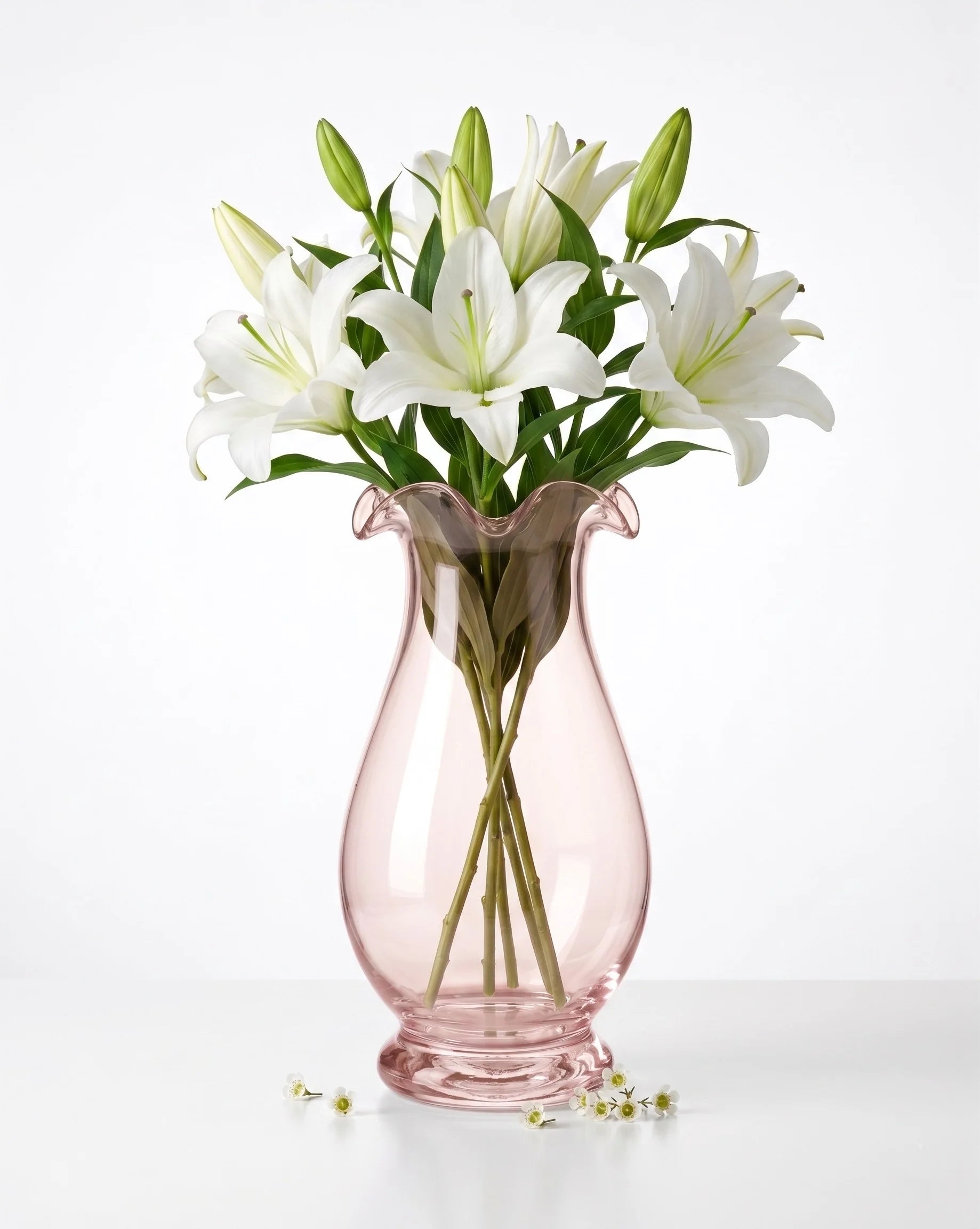 Garden Ruffle Smooth Glass Vase — Hand-Blown Glass from Firozabad, India — Styled for Home Décor