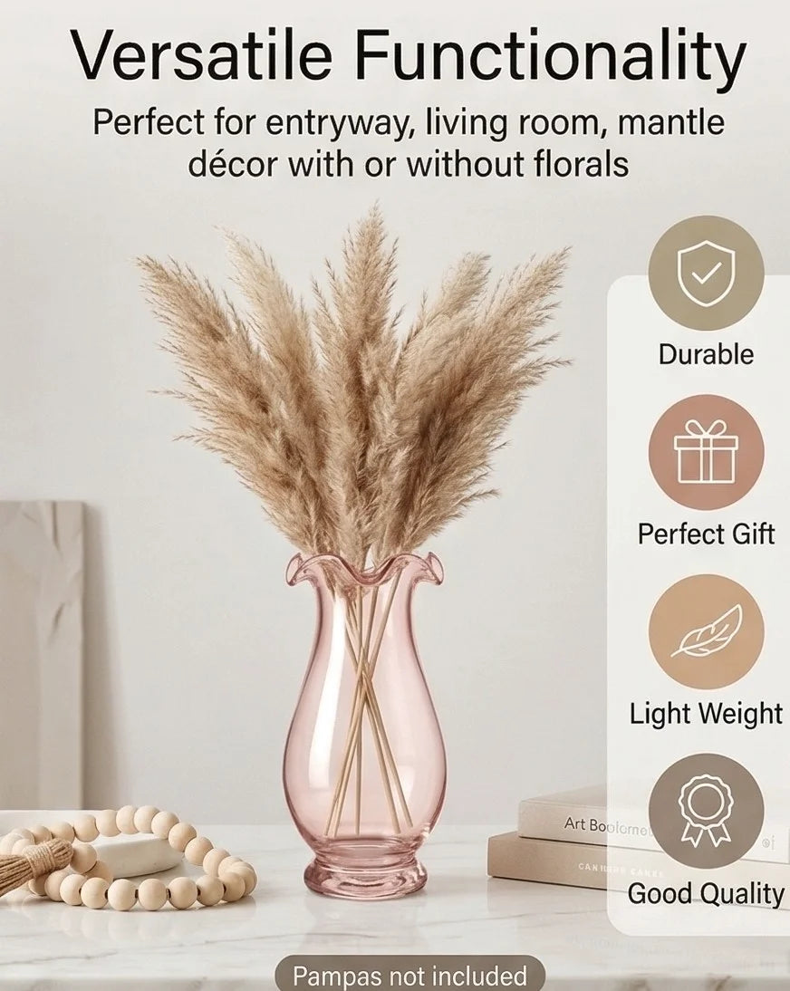 Garden Ruffle Smooth Glass Vase — Hand-Blown Glass from Firozabad, India — Lifestyle Setting