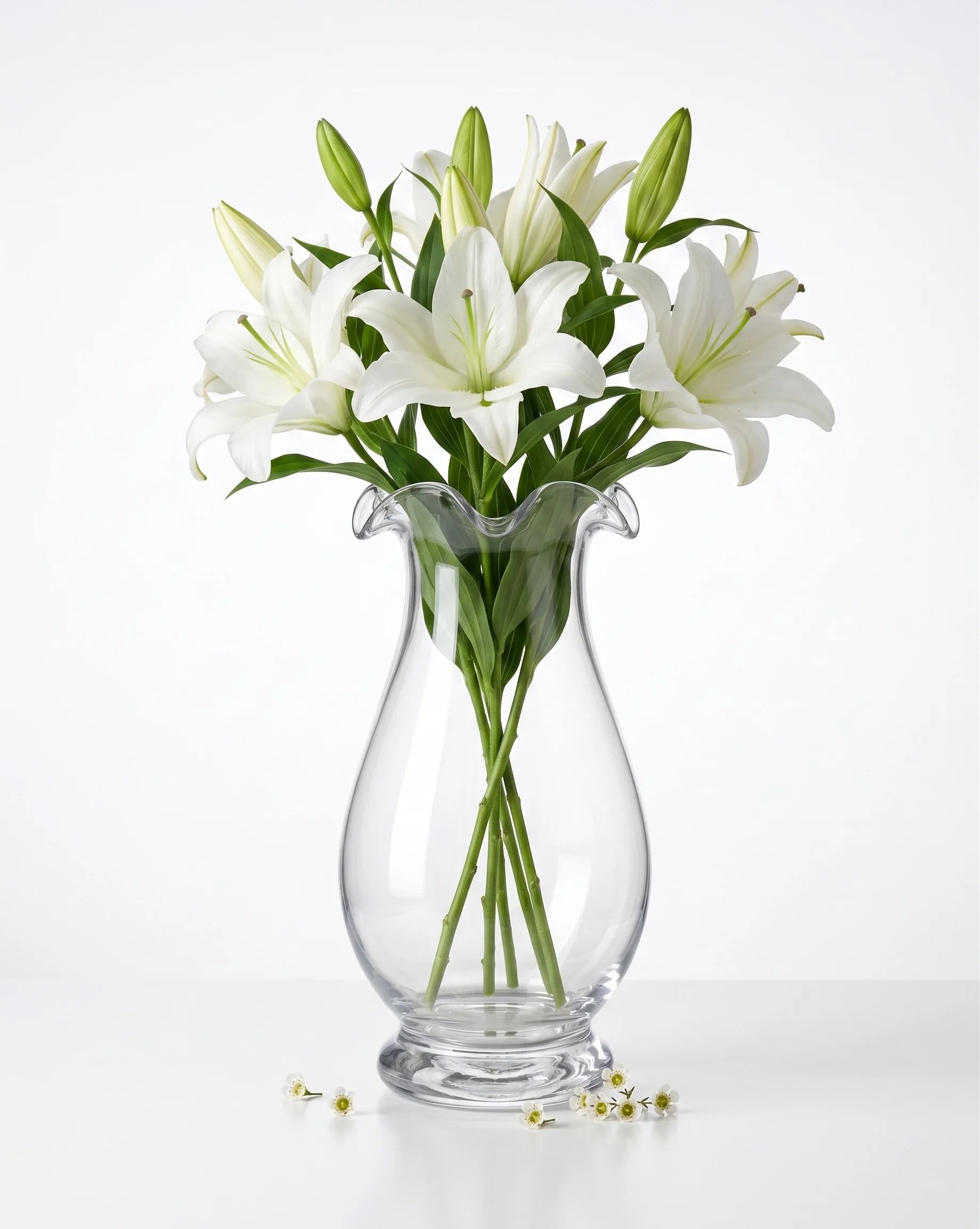 Aria Ruffle Smooth Glass Vase — Hand-Blown Glass from Firozabad, India — In a Living Space