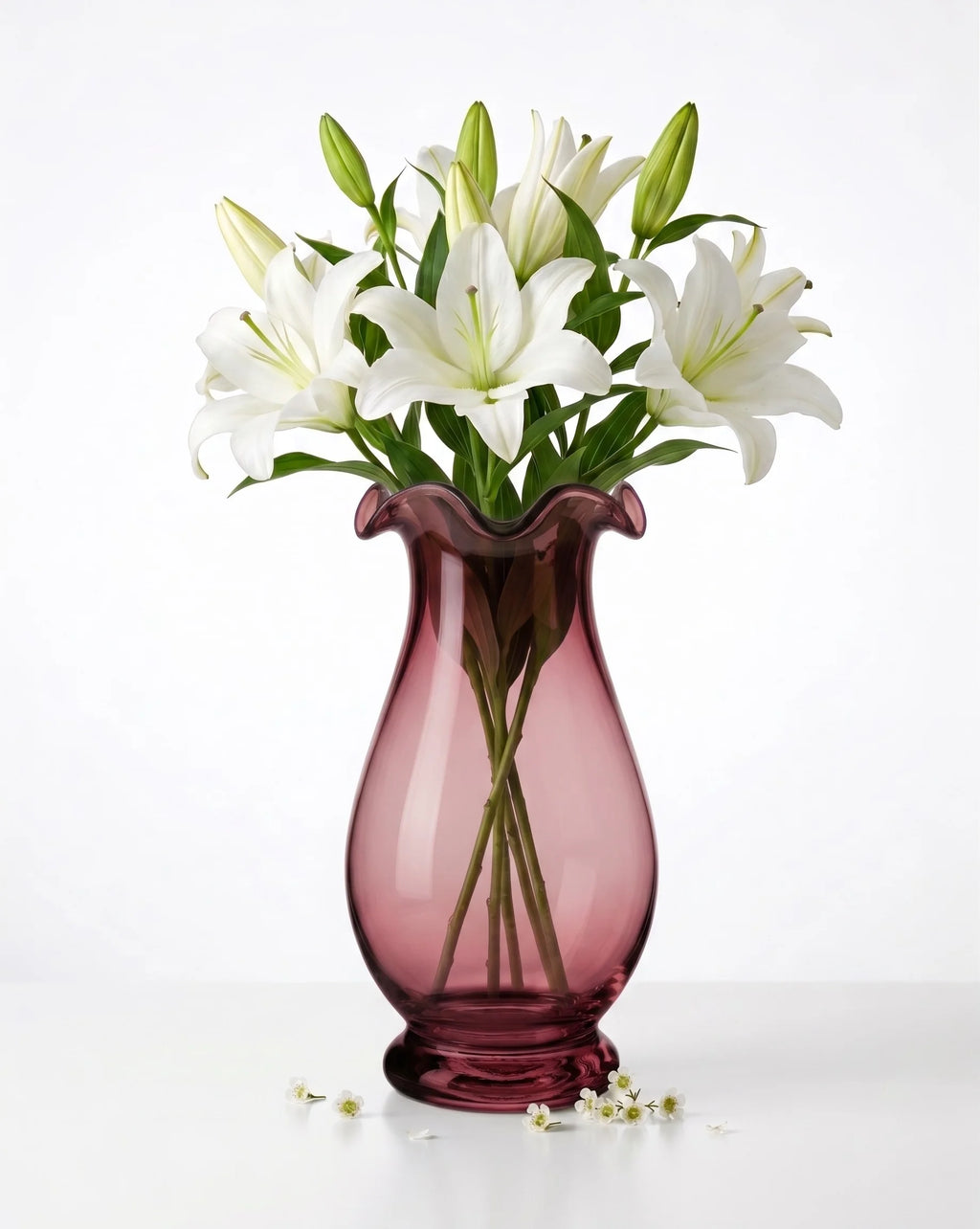 Garden Ruffle Smooth Glass Vase — Hand-Blown Glass from Firozabad, India — Colour Variant