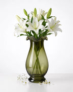 Garden Ruffle Smooth Glass Vase — Hand-Blown Glass from Firozabad, India — In a Living Space