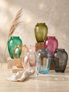 Blossom Oval Smooth Glass Vase — Hand-Blown Glass from Firozabad, India — Styled for Home Décor