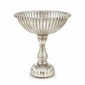 Antique Silver Mercury Glass Compote Bowl | Diamond-Cut Stem | Victorian Luxury — Castle Crafts