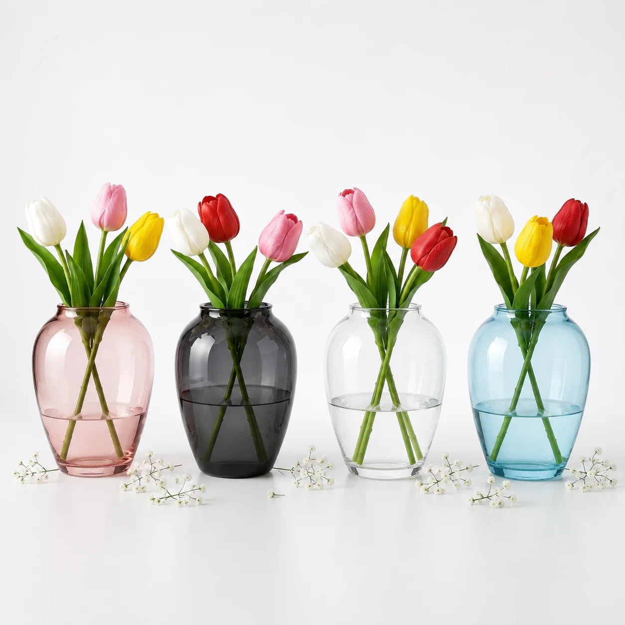 Serene Urn Glossy Glass Vase — Hand-Blown Glass from Firozabad, India | Floral Arrangements & Home Styling