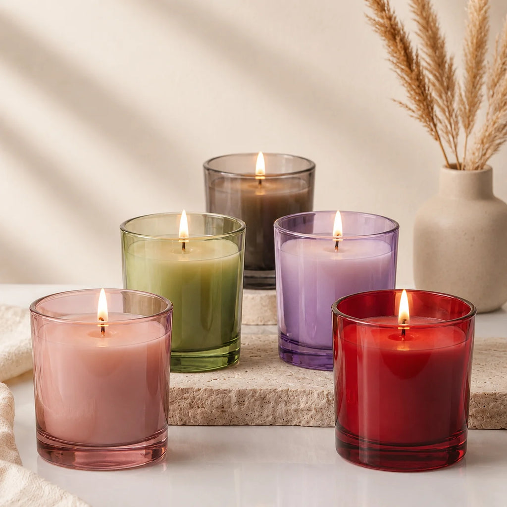 Lavender Soy Wax Candle | Large Coloured Glass | 80Hr Burn | 5 Shades — Castle Crafts