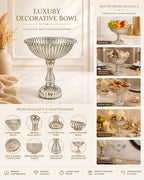 Antique Silver Mercury Glass Compote Bowl | Diamond-Cut Stem | Victorian Luxury — Castle Crafts