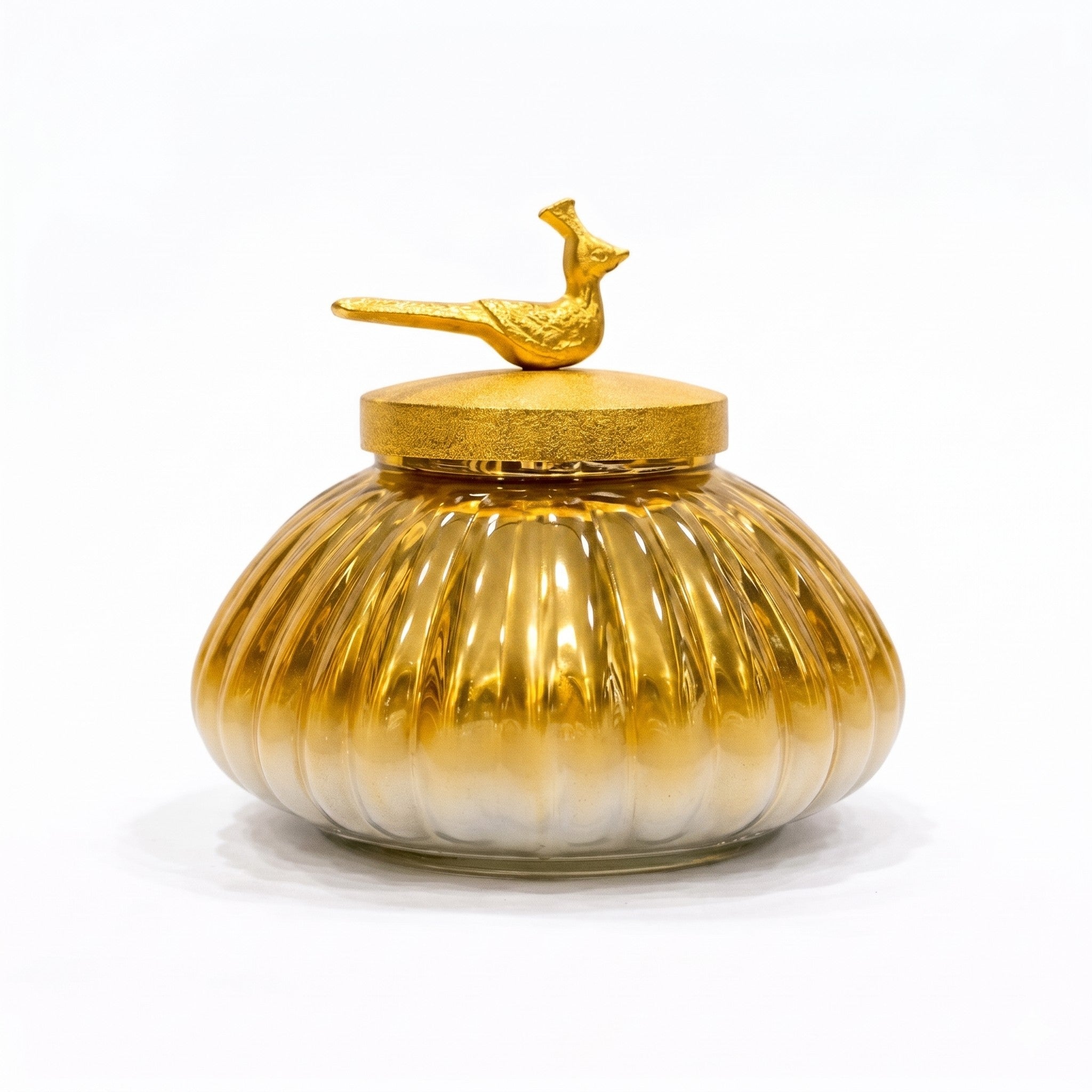 Melon Glass Jar | Gold Bird Lid — Castle Crafts