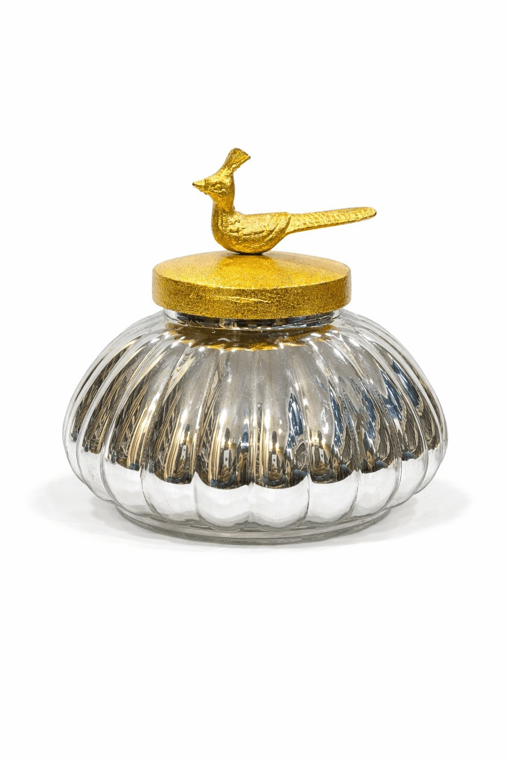 Melon Glass Jar | Gold Bird Lid — Castle Crafts
