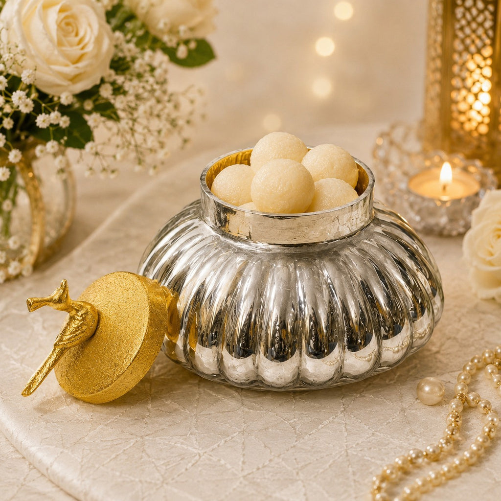 Melon Glass Jar | Gold Bird Lid — Castle Crafts