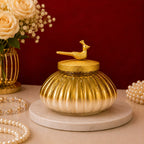 Melon Glass Jar | Gold Bird Lid — Castle Crafts