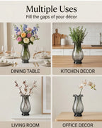 Aria Ruffle Smooth Glass Vase — Hand-Blown Glass from Firozabad, India — Tabletop View