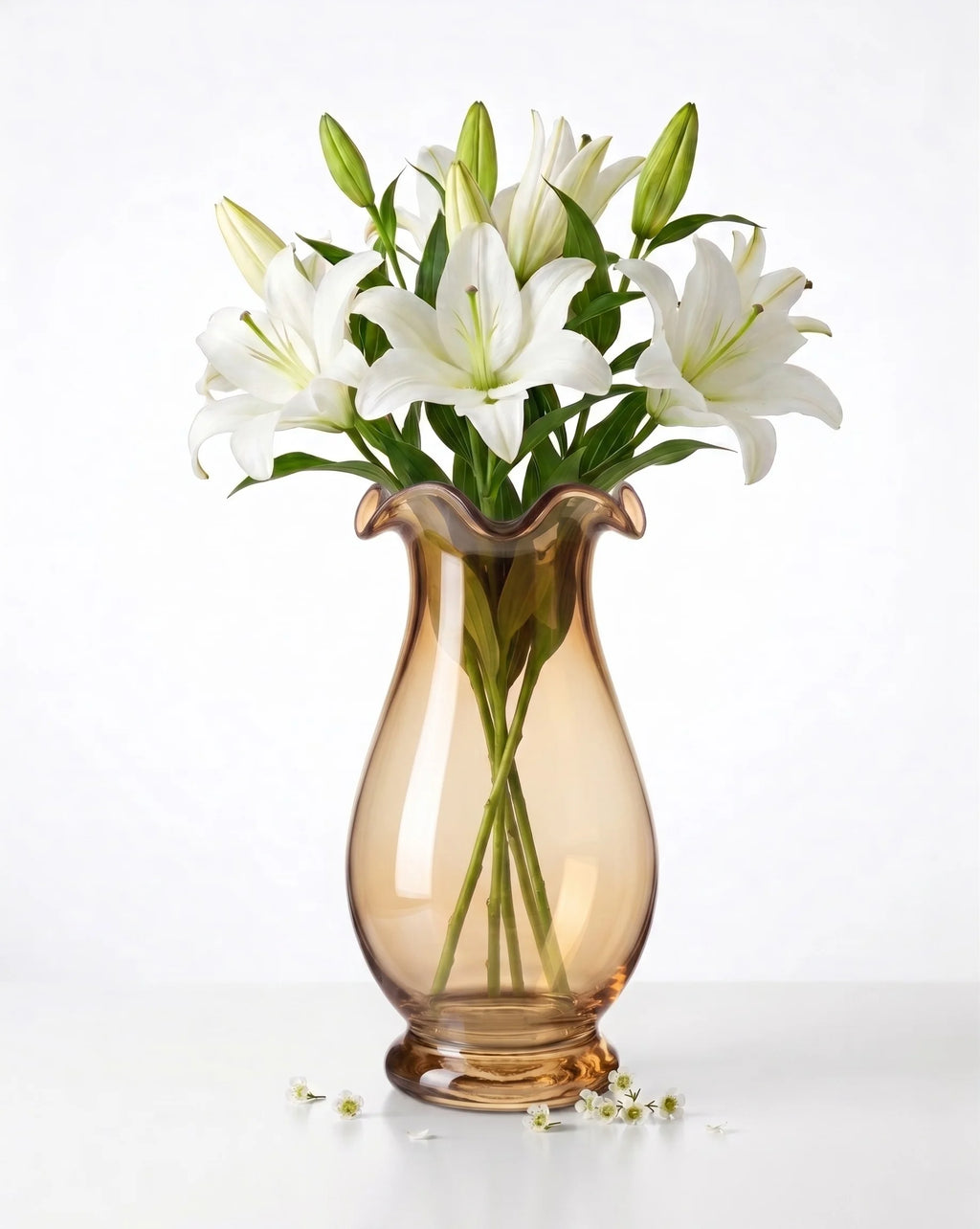 Garden Ruffle Smooth Glass Vase — Hand-Blown Glass from Firozabad, India — Curated Display