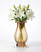 Garden Ruffle Smooth Glass Vase — Hand-Blown Glass from Firozabad, India — Curated Display