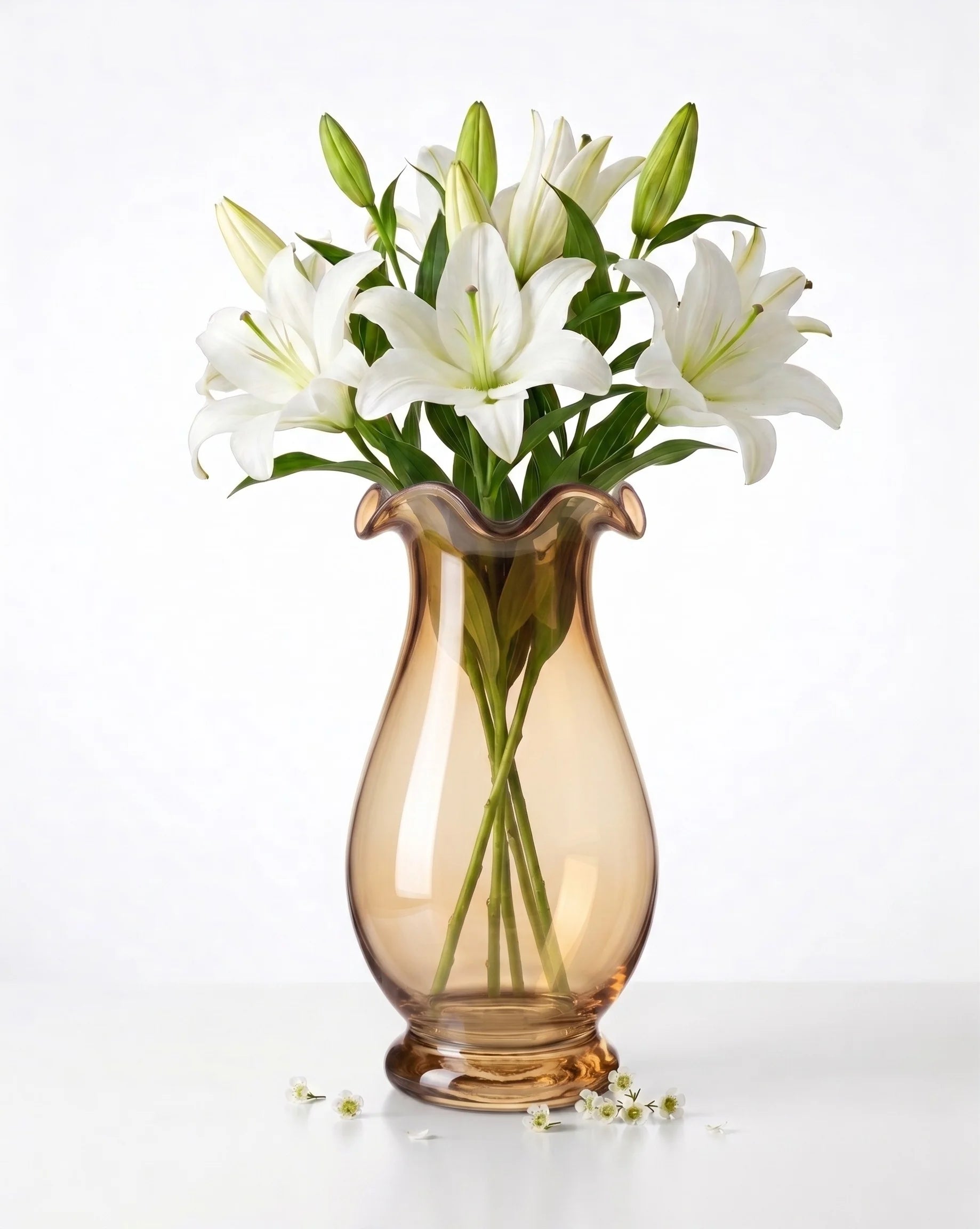 Garden Ruffle Smooth Glass Vase — Hand-Blown Glass from Firozabad, India — Curated Display
