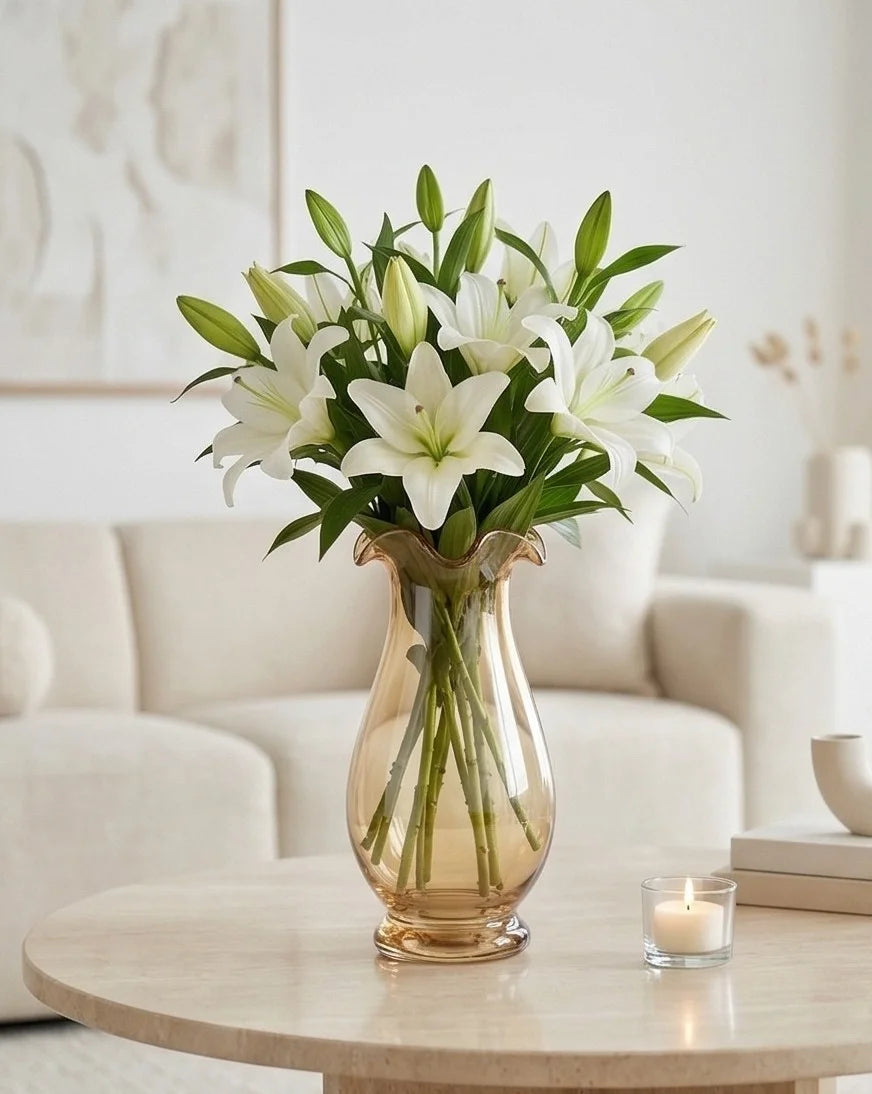 Garden Ruffle Smooth Glass Vase — Hand-Blown Glass from Firozabad, India — Décor Inspiration