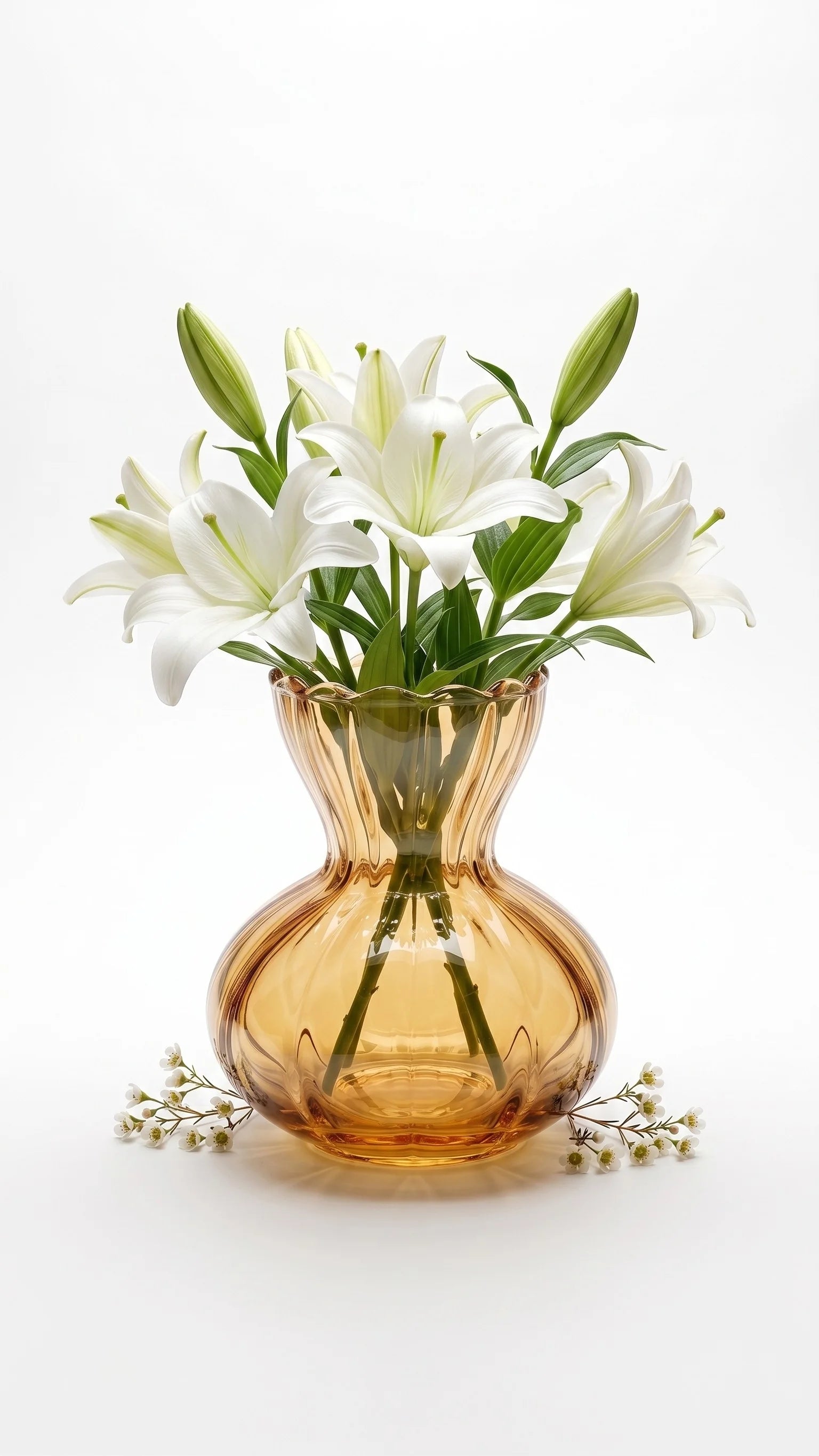 Vintage Ruffle Ribbed Glass Vase — Hand-Blown Glass from Firozabad, India — Detail Close-Up
