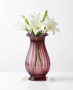 Jewel Ruffle Ribbed Glass Vase — Hand-Blown Glass from Firozabad, India — Top View