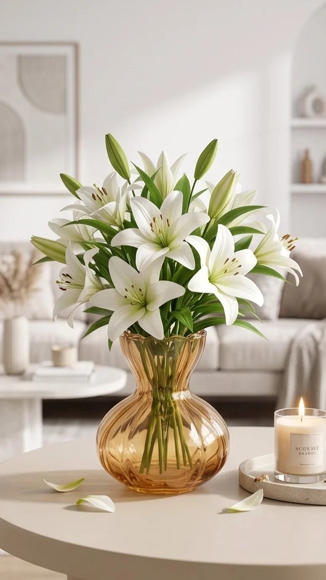 Vintage Ruffle Ribbed Glass Vase — Hand-Blown Glass from Firozabad, India — Lifestyle Setting